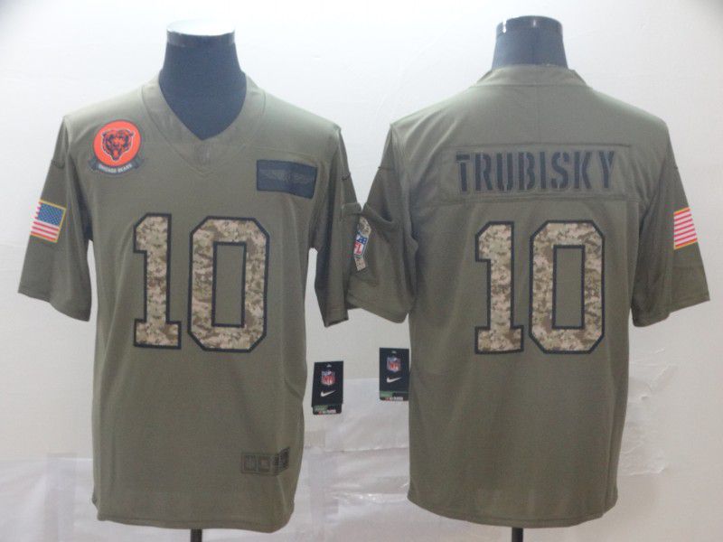 Men Chicago Bears #10 Trubisky Nike 2019 Olive Camo Salute to Service Limited NFL Jerseys->chicago bears->NFL Jersey